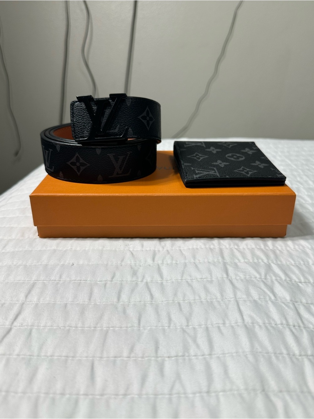 Black Louis Vuitton Belt & Wallet Set